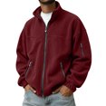 thumbnail image 1 of Oazcsf Men Zip Up Jacket Polar Fleece Stand Collar Long Sleeve Sweater Winter Warm Lightweight Pullover, 1 of 5