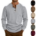 thumbnail image 1 of Oazcsf Mens Corduroy Shirt Long Sleeve Thermal Pullover Sweater Henley Button Lightweight Undershirt Winter Casual Big and Tall Men's Top, 1 of 7