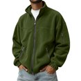 thumbnail image 1 of Oazcsf Mens Zip Up Sweatshirt Polar Fleece Stand Collar Long Sleeve Sweater Winter Warm Loose Fit Pullover, 1 of 6
