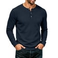 thumbnail image 1 of Oazcsf Waffle Knit Long Sleeve for Men Thermal Crew Neck Undershirt Button Up Casual Pullover Top Winter Cotton Big and Tall Men's Tops, 1 of 5