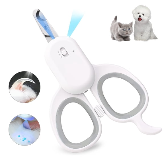 Oazouf Cat Nail Clipper with LED and UV Light, Pet Claw Trimmer with Safe Lock for Cats Dogs Rabbits Birds Small Animals, Grey