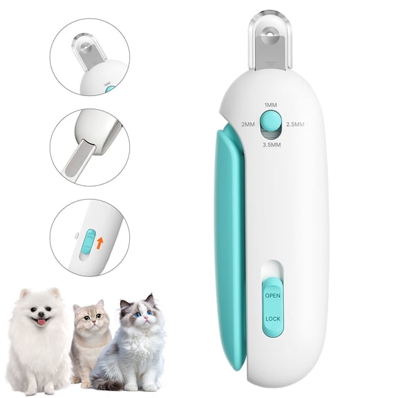 Oazouf Cat Nail Clippers with Adjustable Trimming Hole & Hidden Nail File, Safety Pet Claw Trimmer for Small Medium Cats Dogs Rabbits Birds, Blue