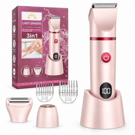Obacre 3-in-1 Electric Razor for Women, Wet Dry Body & Bikini Trimmer with Ceramic Blade & USB Dock