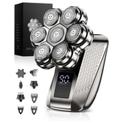 Obacre Bald Head Shaver for Men, 7D Floating Rotary Electric Razor with 5-in-1 Grooming Kit, Waterproof Wet & Dry Scalp Shaver with LED Display and USB-C Charging
