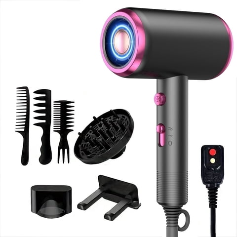 Obacre Professional 1800W Ionic Blow Dryer with Diffuser, Fast Drying Hair Dryer for Women with Low Noise Design, Frizz Control, Concentrator Nozzle for Home Styling
