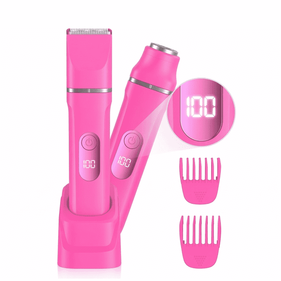Obacre Women’s 2-in-1 Electric Bikini Trimmer & Facial Shaver, Painless Ceramic Blade Body Groomer with Waterproof Wet Dry Design, Rechargeable Travel Razor for Smooth Skin