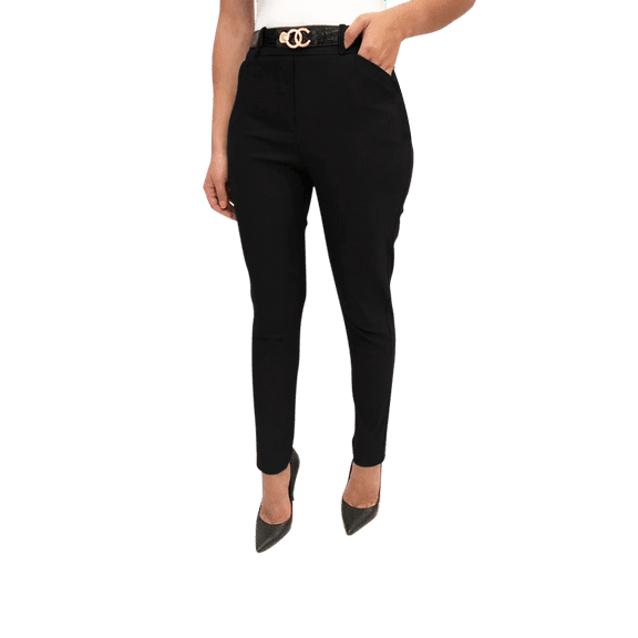 Obadiah Collection Stretchy Pull on Pants for Women with Pockets and Belt(Black, Medium)