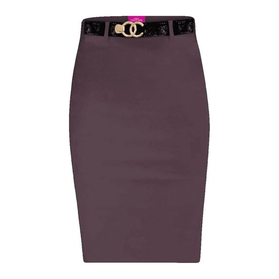 Obadiah Collection Stretchy Pull on Pencil Skirt for Women with Pockets and Belt(Charcoal , Large)