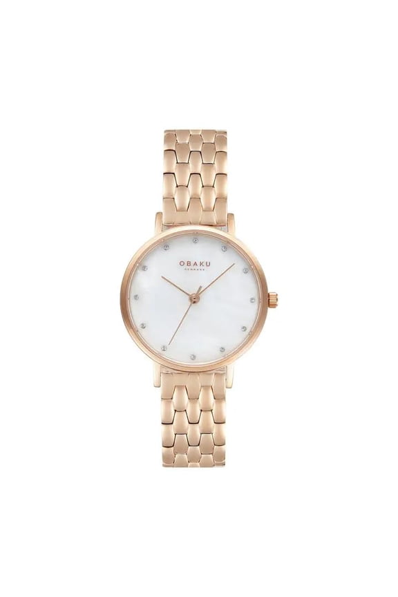 Brink Lillie Fuchsia Rose Gold Women's Wrist Watch with Mother-of-Pearl Dial and Rose Gold IP Bracelet, Quartz Movement
