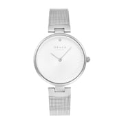 Obaku Diamant Steel Women s Watch, Stainless Steel Mesh Bracelet, 32mm Case   Silver White