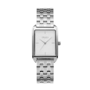 Obaku Rectangular Womens Stainless Steel Wrist Watch with White Dial and Link Bracelet, Quartz Movement