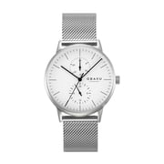 Obaku Slank Charcoal Mens Stainless Steel Wrist Watch with Black Dial and Link Bracelet, Quartz Movement