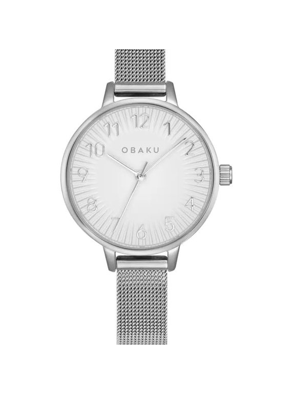 Syren Steel Women's Easy Reader Wrist Watch with White Dial, Stainless Steel Mesh Bracelet, Quartz Movement