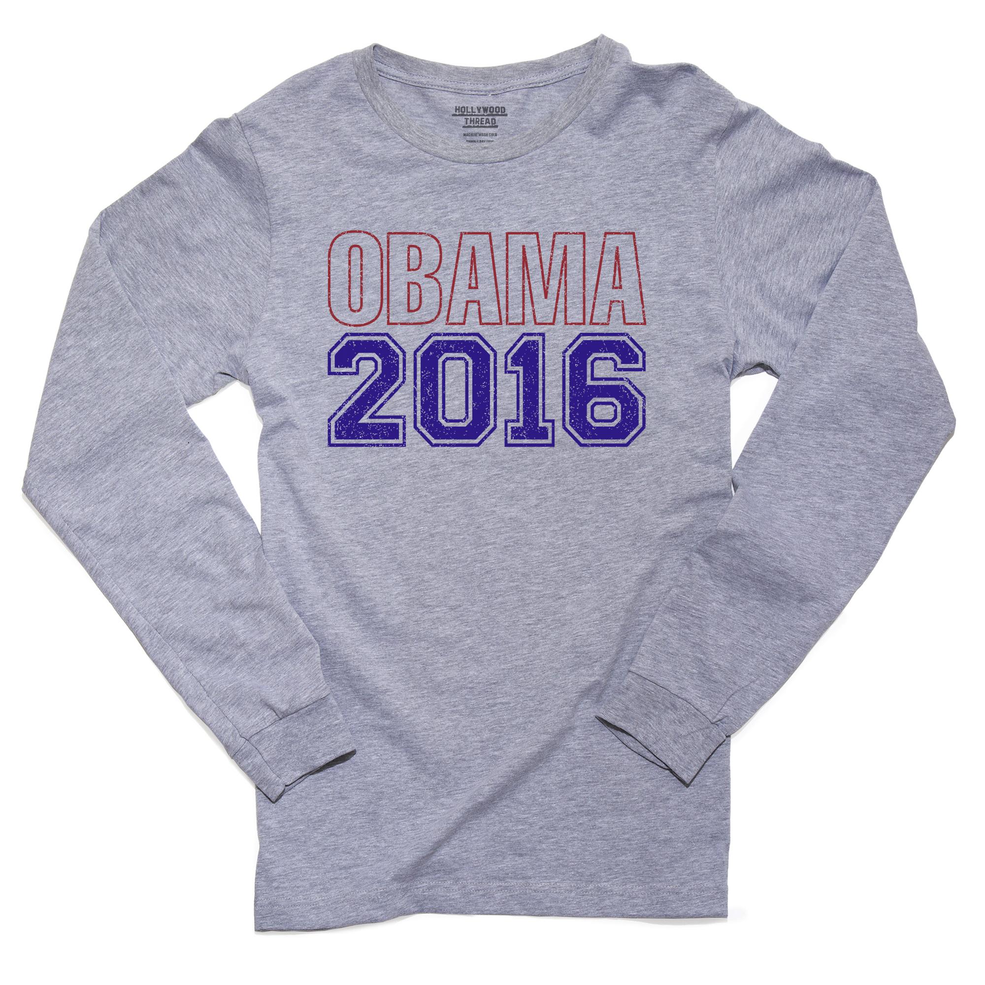 Obama 2016 Re Elect the Man Support 3rd Term Men s Long Sleeve Grey T Shirt Walmart