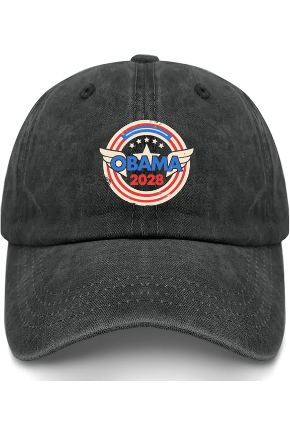 Obama 2028 Hat Mens Cotton Washed Baseball Caps Adjustable Hat Custom Gifts for Son