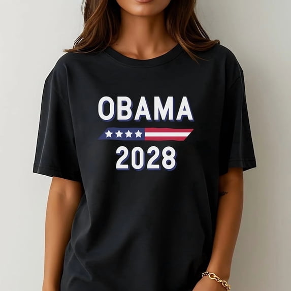 Obama 2028 Stars and Stripes Shirt Presidential Election Tee Patriotic Flag Stripe Political Support T-Shirt Democratic Pride