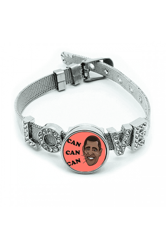 Obama Agrees Election Result Can Bracelet Wristband Crystal Love Adjustable Bangle