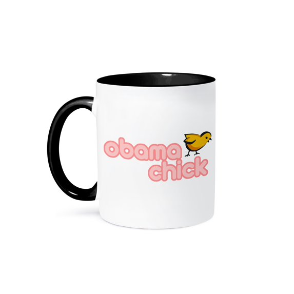 3dRose, Obama Chick, 15oz Two-Tone Black Mug