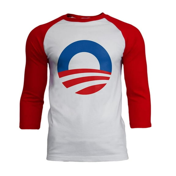 Obama - Large Rising Sun Logo Mens Soft Raglan T Shirt White-Red X-LG