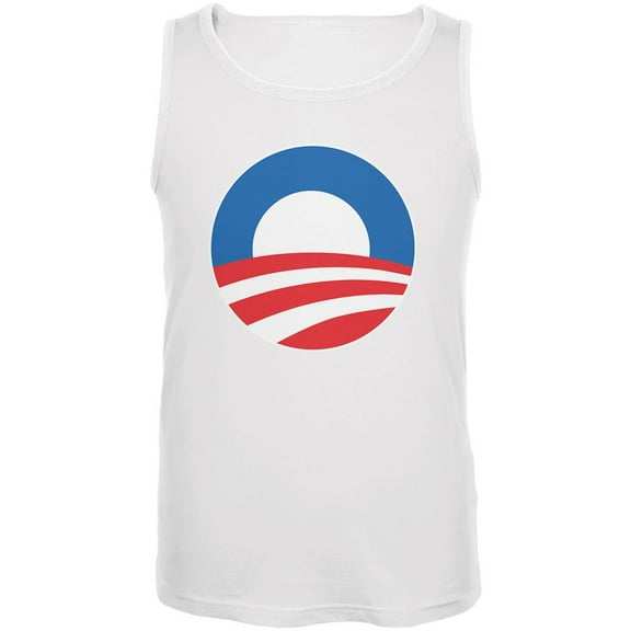 Obama - Large Rising Sun Logo Mens Tank Top White MD