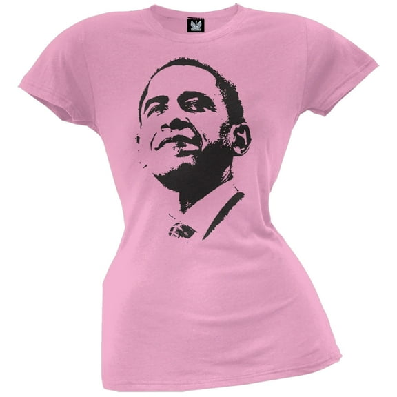 Obama - Silhouette Juniors Light Pink T-Shirt