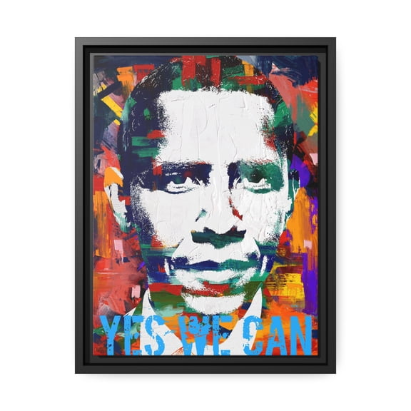 Obama Yes We Can Framed Canvas Wall Art - Pop Art