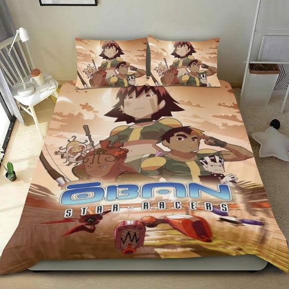 Oban Star Racers Themed Bed Sheet Set Three Piece Set 53x79 Inches Comfortable And Skin Friendly Unique Design Creating A Star Studded Night Home Decor Gifts For Family Friends fans
