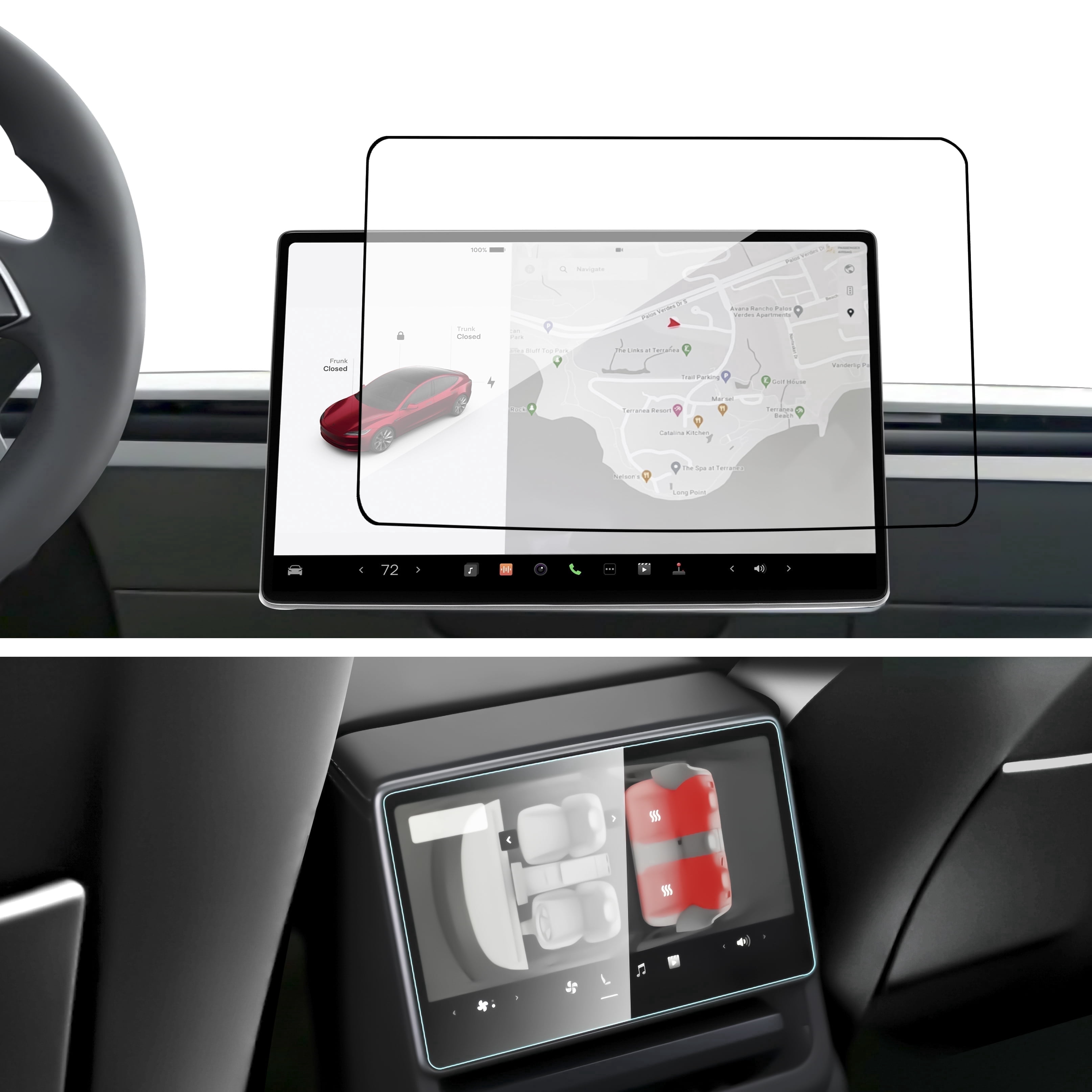 Obaska Tempered Glass Screen Protector designed for 2024-2025 Tesla Model 3 Highland & 2025-2026 New Model Y Juniper