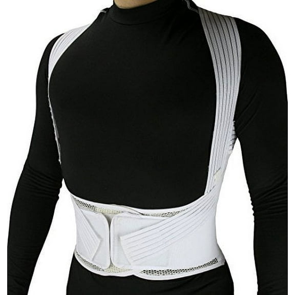 ObboMed Lumbar Support Belt with Shoulder Strap Unisex Compression, Cream