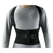 ObboMed MB-2845NL Industrial Back, Lumbar Abdominal Support Wrap Belt Brace with 4 Metal Stays Splints, extra double side straps adjustable for heavy lifting loading worker porter L 41   45 inches