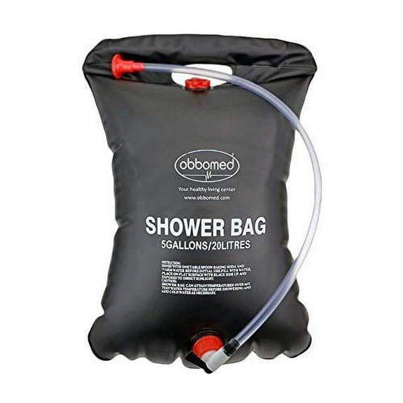Obbomed HB-4020 5 Gallons / 20 Liters Portable Solar Shower Bedside Bag to be Hanged on Bedpost or IV Pole, Sun Heating Water Container for Easy and Safe Bathing for Shampooing, Caretakers,
