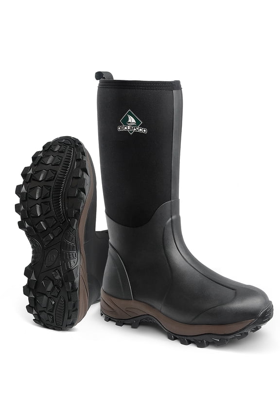6mm Neoprene Rubber Boots for Men and Women, Insulated Waterproof Mud Boot for Outdoors (Standard Black, US 12)
