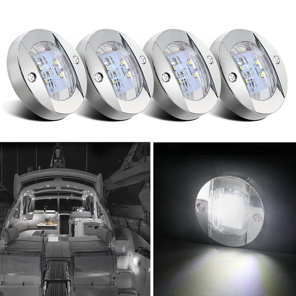 Obcursco Boat Light LED, 12V LED Boat Interior Light for Boat Deck LED Transom Mount Light, LED Boat Courtesy Light. Perfect for Night Fishing (White,4 Pcs)