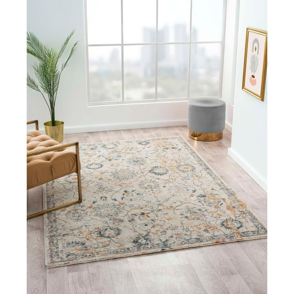 Manor Persian Floral Area Rug - Silver, 5'x7'3"