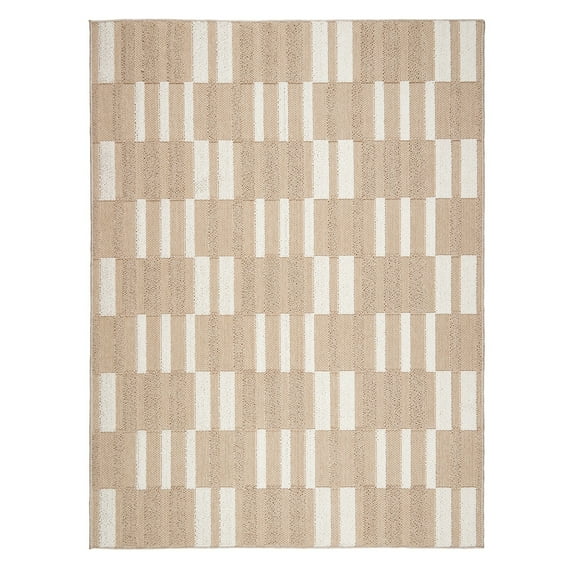 Obeetee Resort Beige Indoor/Outdoor Area Rug for Patio Pool Living Room, 8'10"x11'10"