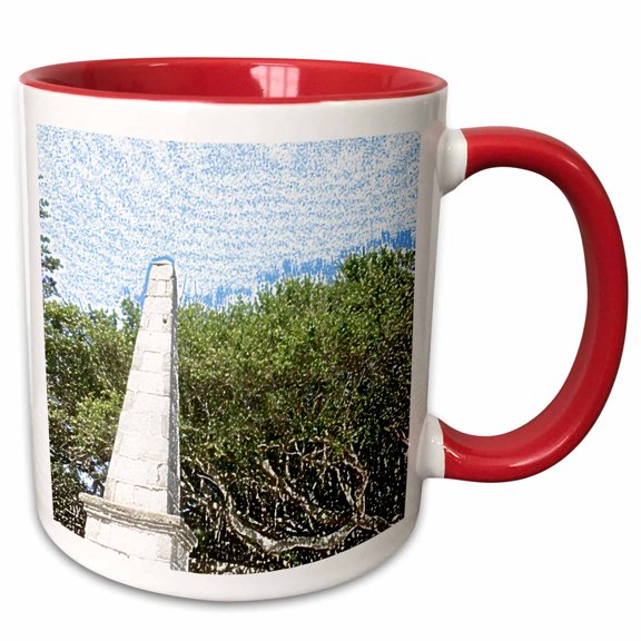 3drose, Obelisk Sketch Landscape, 11oz Two-tone Red Mug