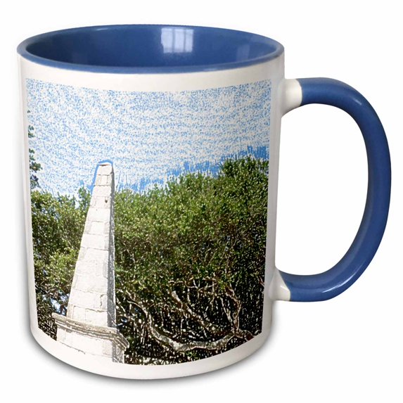 3drose, Obelisk Sketch Landscape, 15oz Two-tone Blue Mug