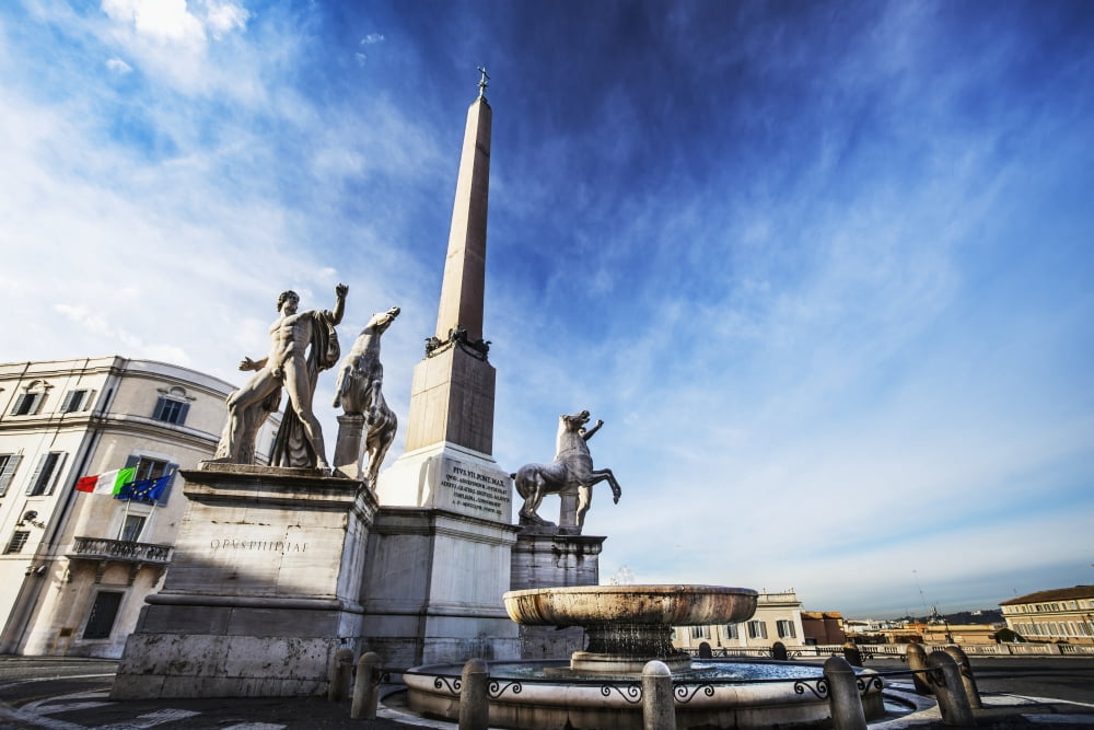 Obelisk in Palazzo del Quirinale Rome Italy Canvas Art - Reynold Mainse Design Pics (19 x 12)