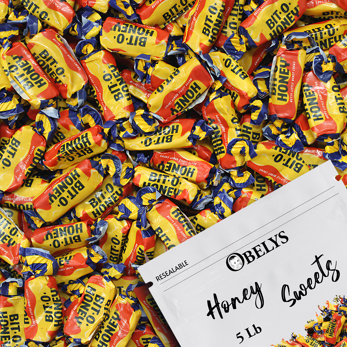 Obelys Bit-O-Honey Chewy Candy - Individually Wrapped Taffy With Almond Honey Flavored | 5 Pounds