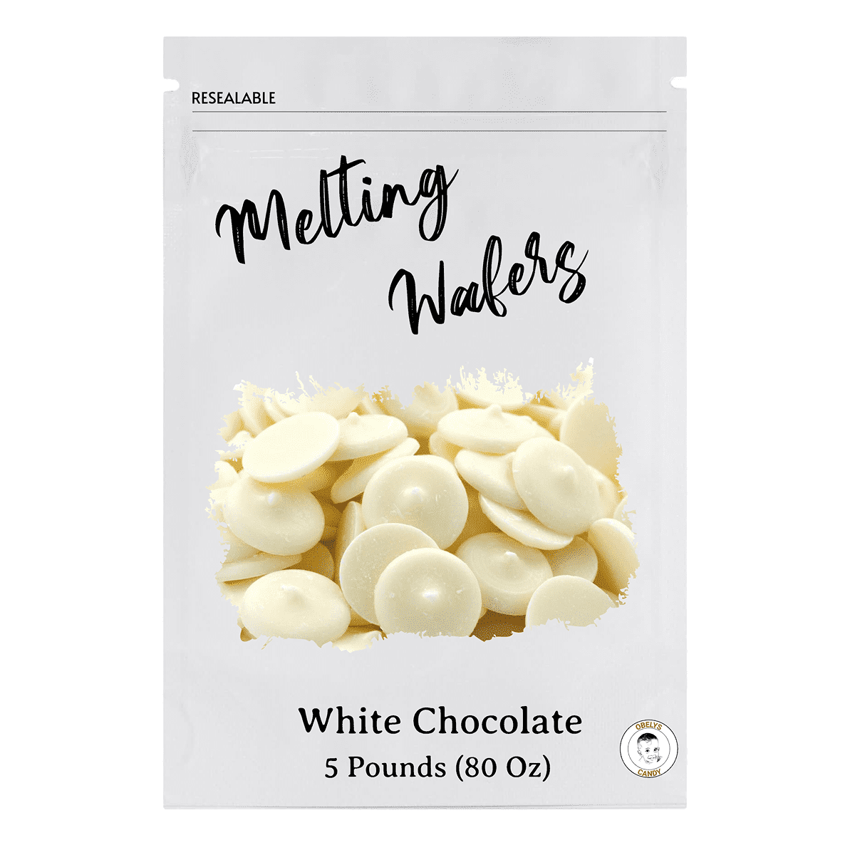 Merckens Chocolate Melts By Obelys - White Melting Wafers 5 Pound - Approx 975 Pieces