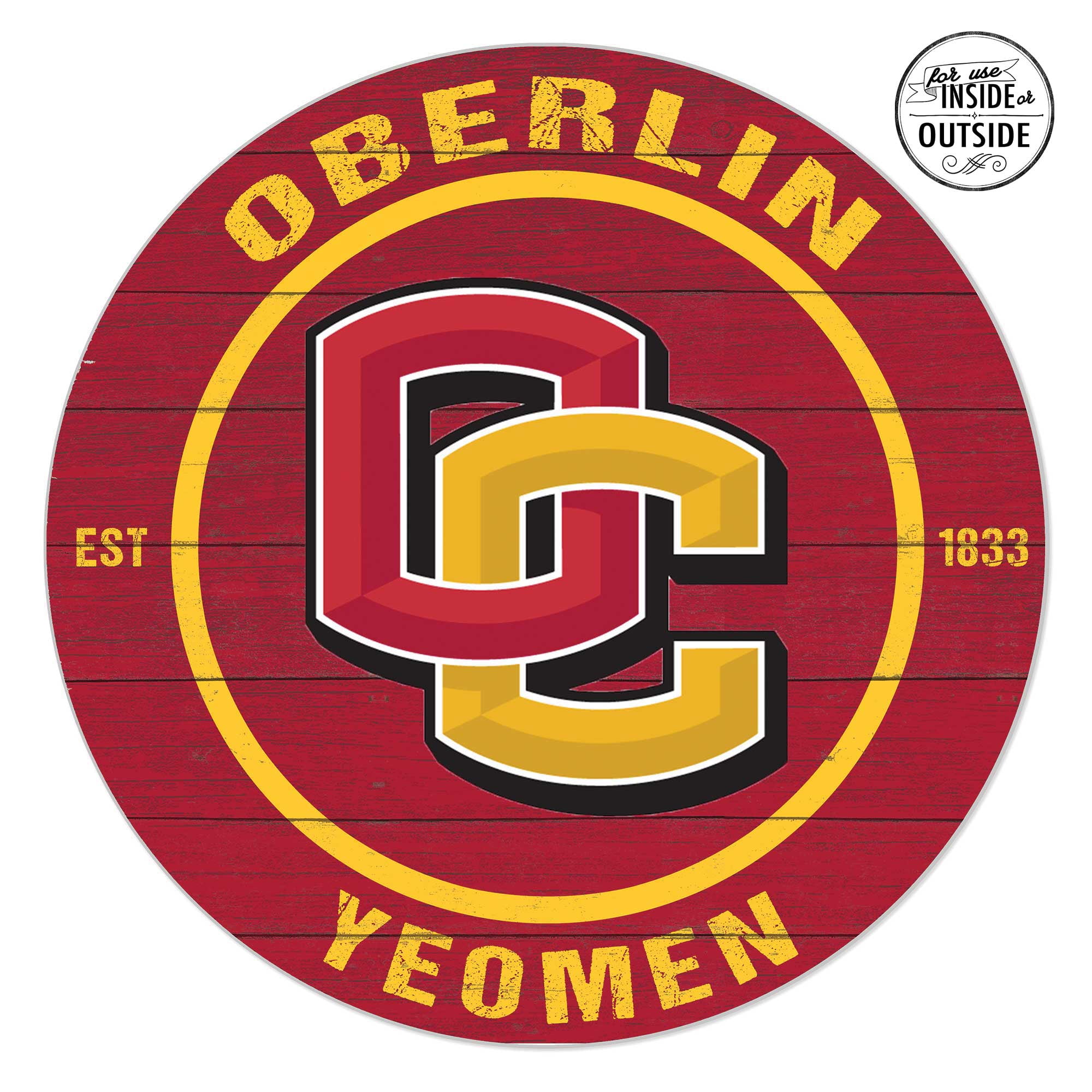 Oberlin Yeomen 20" x 20" Indoor/Outdoor Circle Sign