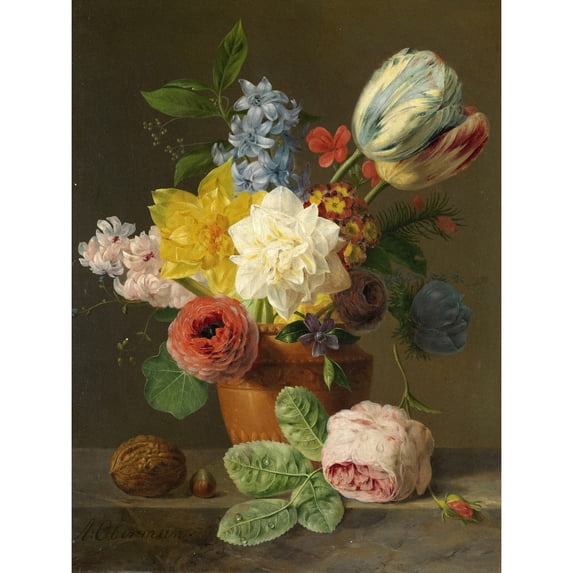 Oberman Still Life With Flowers Nuts Painting Extra Large XL Wall Art Poster Print