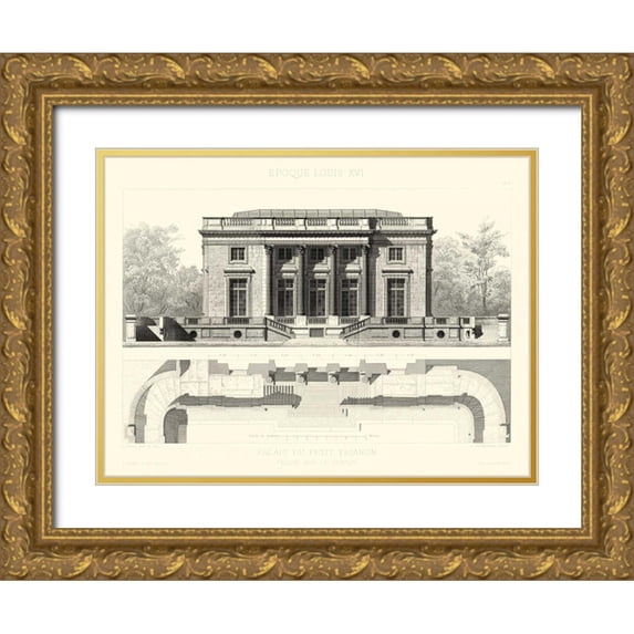 Obermayer, E. 14x12 Gold Ornate Wood Framed with Double Matting Museum Art Print Titled - Palais Du Petit Trianon