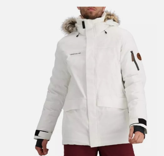 Obermeyer Ridgeline Insulated Ski Jacket with Faux Fur (Men's), White, Size M