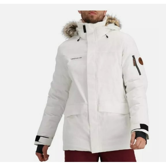 Obermeyer Ridgeline Insulated Ski Jacket with Faux Fur (Men's), White, Size S