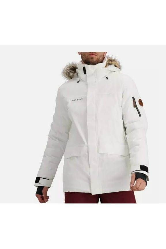 Ridgeline Insulated Ski Jacket with Faux Fur (Men's), White, Size S