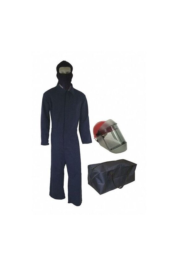 Bag Kit - Arc Flash - 12 Cal TCG2P - Comes With Coveralls, Hard Cap, Face Shield, Balaclava & Storage Bucket - Color: Navy Blue - Size: XL