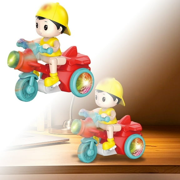 Obersheen Stunt Tricycle Toy, Tricycle Musical Toy 360° Stunt Spin Pedicab Toy Riding Toy Electric Trike Toy with Dynamic Music and Cool Lights (Red)