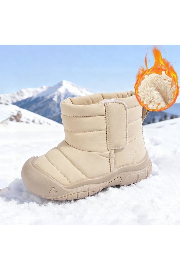 Toddler Warm Lined Boots Kids Girls Boys Winter Non Snow Boots Outdoor Shoes (#02-Khaki,8.5)