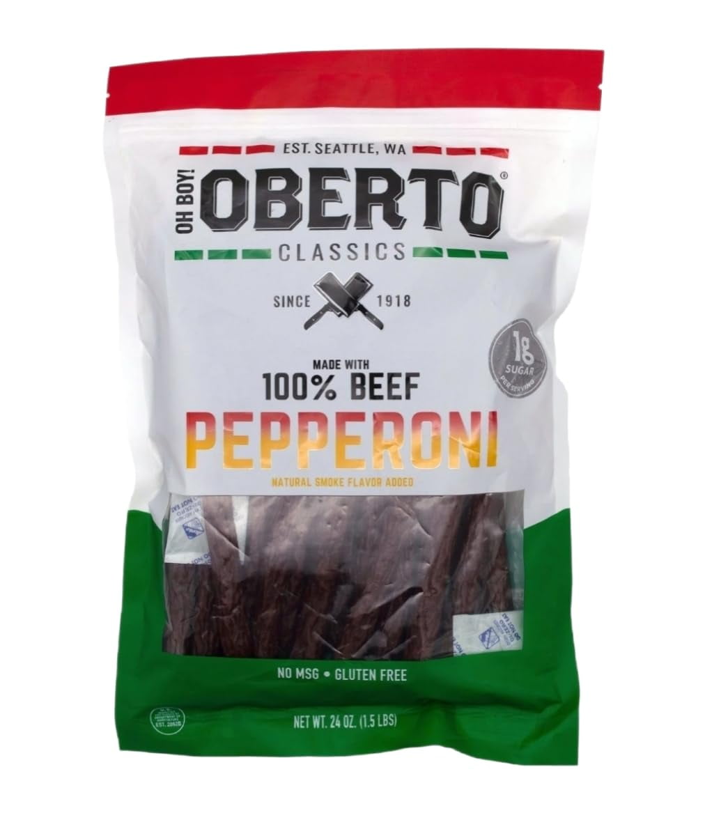 Oberto Classics 100% Beef Pepperoni Sticks 24 oz Zip Pak